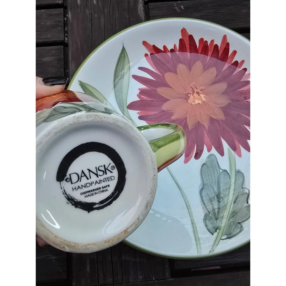 Dansk Handpainted‎ Plate & Mug Set, Tropical Swirls